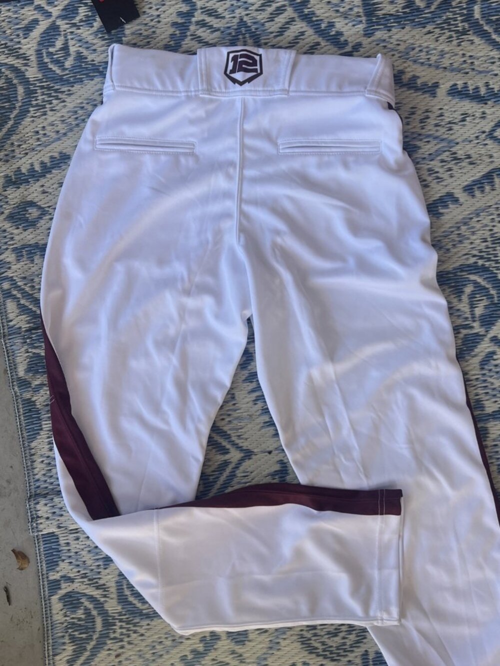 Balance Baseball Size Medium Men Stripes On Cuff Pants Open Maroon Side New - Picture 5 of 5
